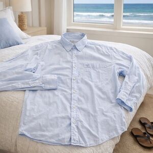 American Eagle Outfitters Vintage Beach Blue Button Up Down Size Large Shirt